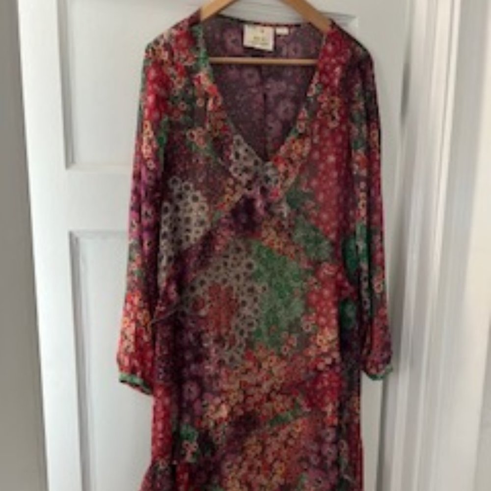 Maeve Floral Boho Midi Dress, size Medium, detachable full lining